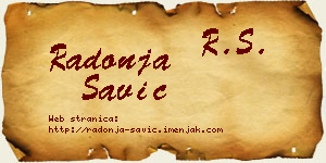 Radonja Savić vizit kartica